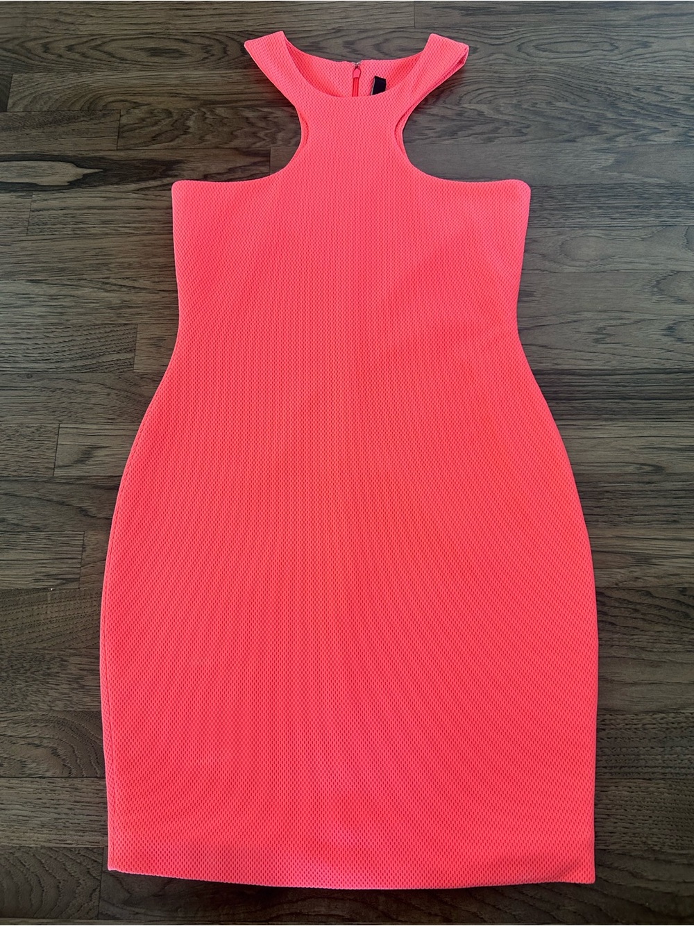 AQ/AQ Neon Coral Bodycon Mix Dress